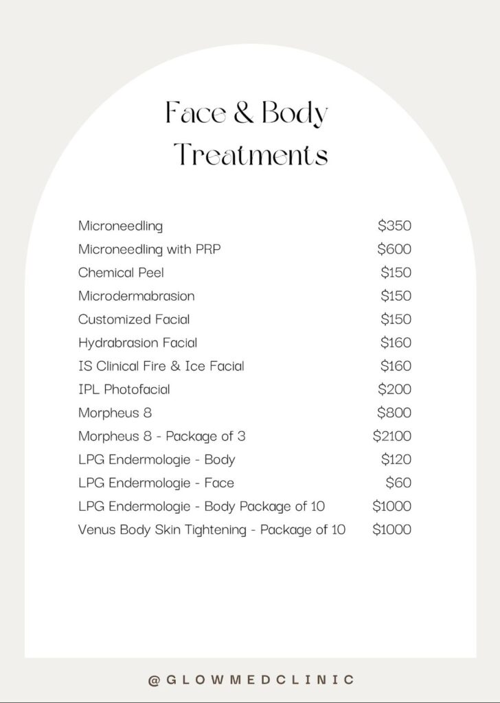 Face body treatments price